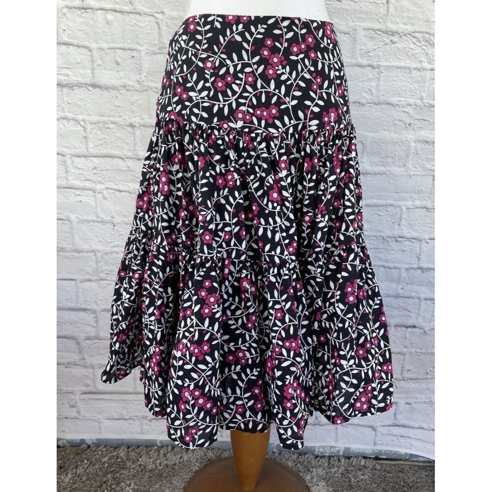 Isda & Co Floral Floral Skirt Lightweight Cotton Lined Black/Pink Size 4 Cotton